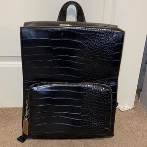 BLACK CROC EMBOSSED BACKPACK